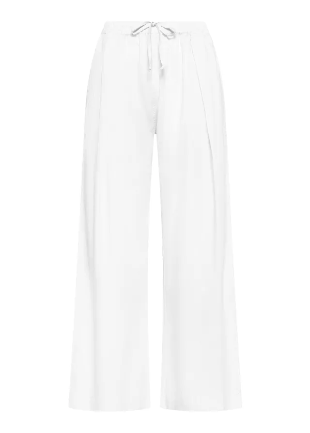 deha-pantaloni-in-popline-elasticizzato-bianco image 1
