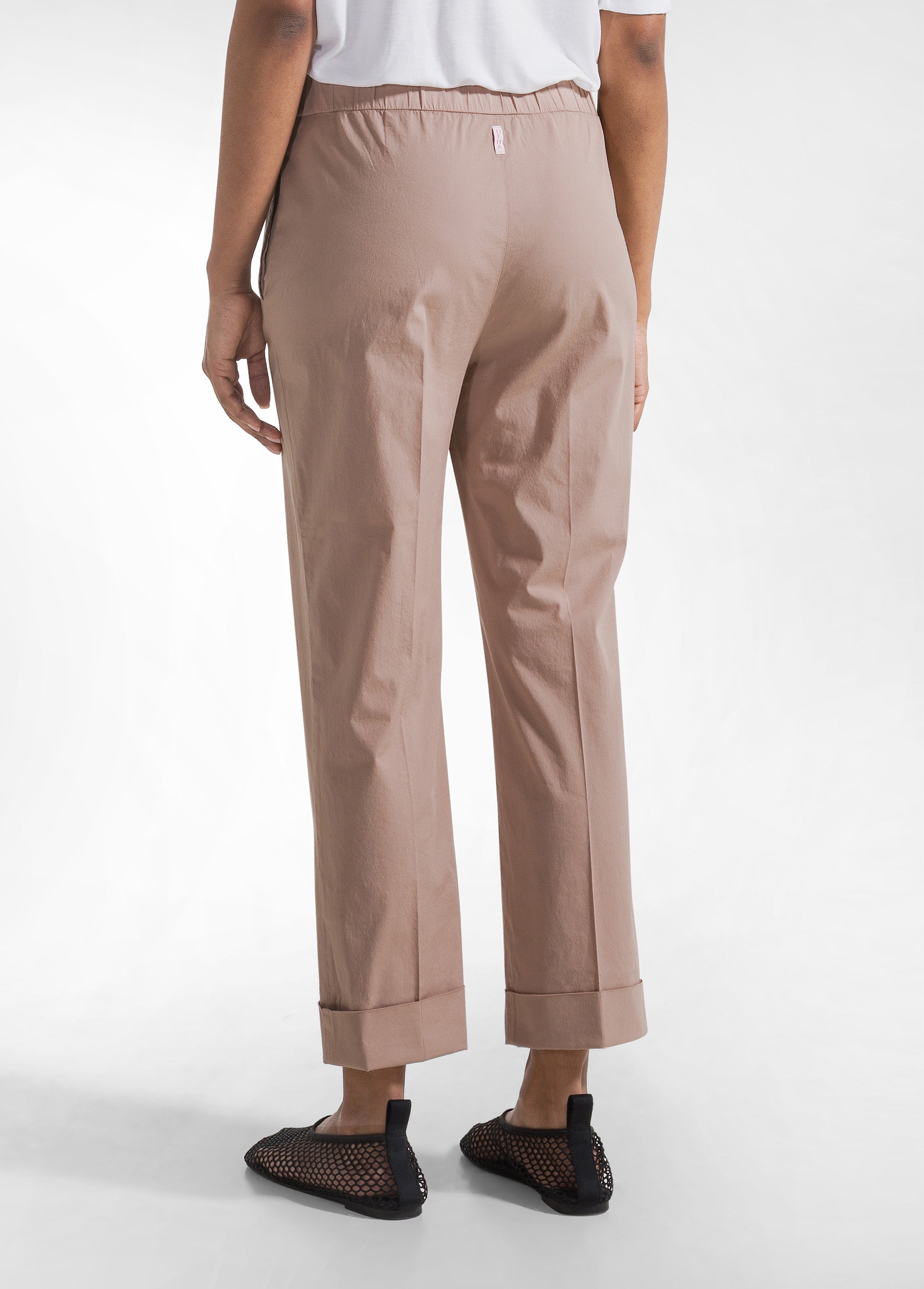 deha-pantaloni-dritti-in-popline-elasticizzato-marrone-2 image 3