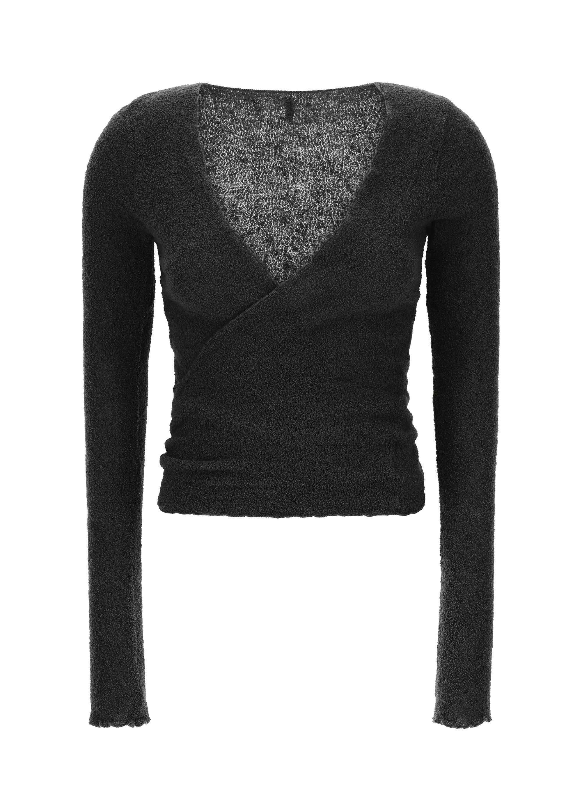 deha-cardigan-incrociato-in-boucl-nero image 5