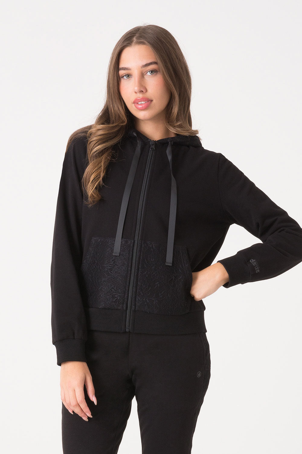 dimensione-danza-felpa-con-cappuccio-full-zip-donna-in-pizzo image 1