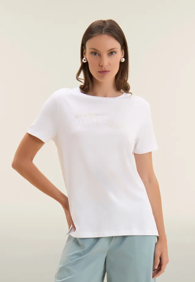 freddy-t-shirt-manica-corta-con-decori-floreali-e-borchie image 1
