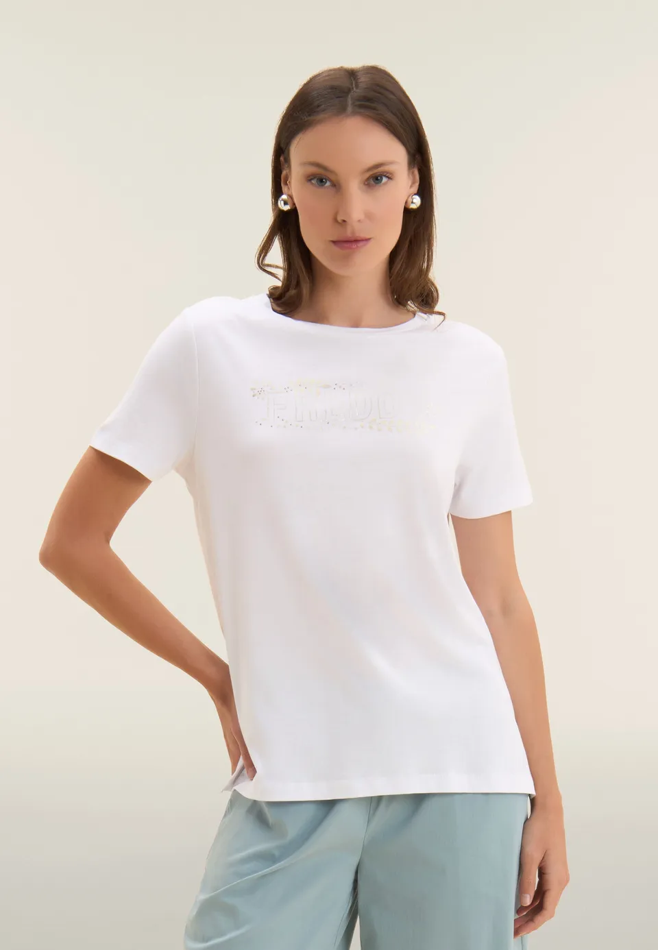 freddy-t-shirt-manica-corta-con-decori-floreali-e-borchie image 1