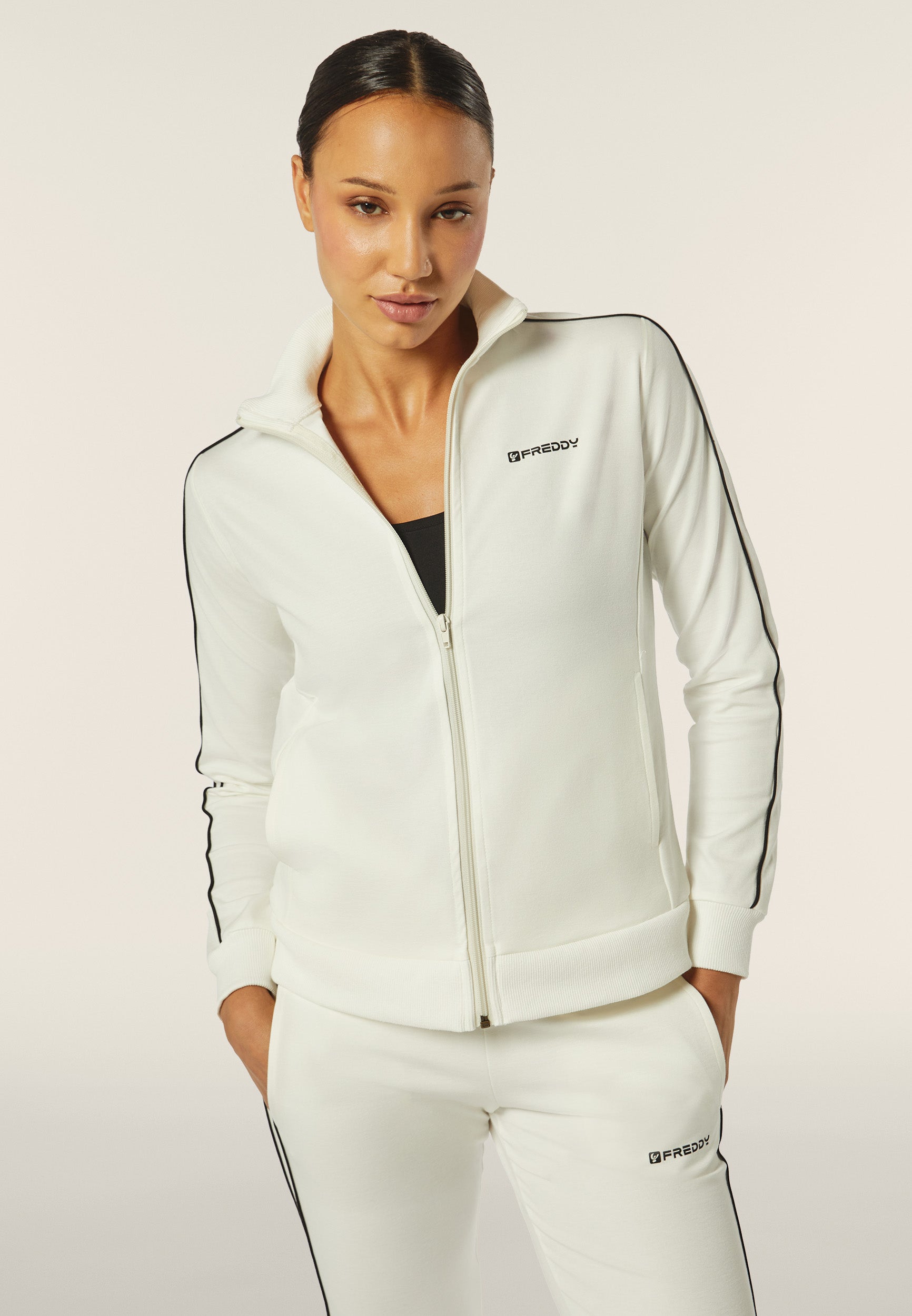 freddy-felpa-regular-fit-collo-alto-zip-bordature-a-contrasto image 1