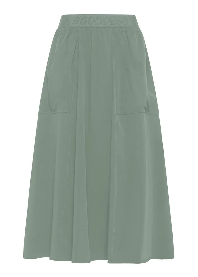 deha-gonna-lunga-in-nylon-stretch-con-logo-verde-d22697 image 1