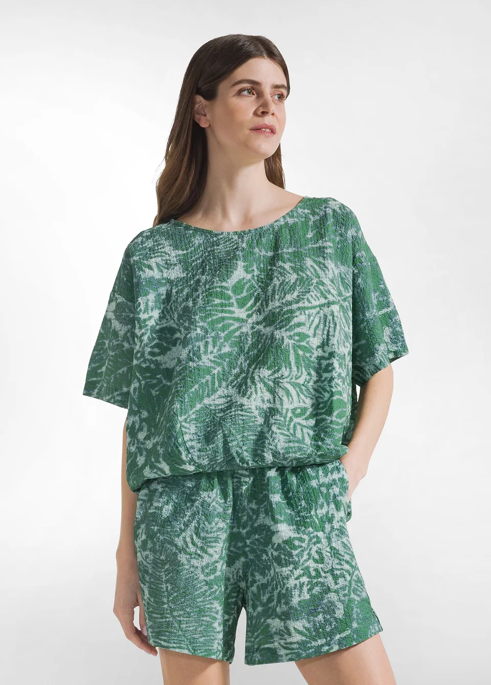 deha-blusa-stampata-in-cotone-ondulato-verde image 1