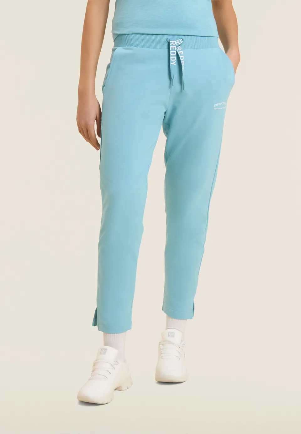 freddy-pantaloni-donna-7-8-spacchi-laterali-logo-freddy-french-terry image 1