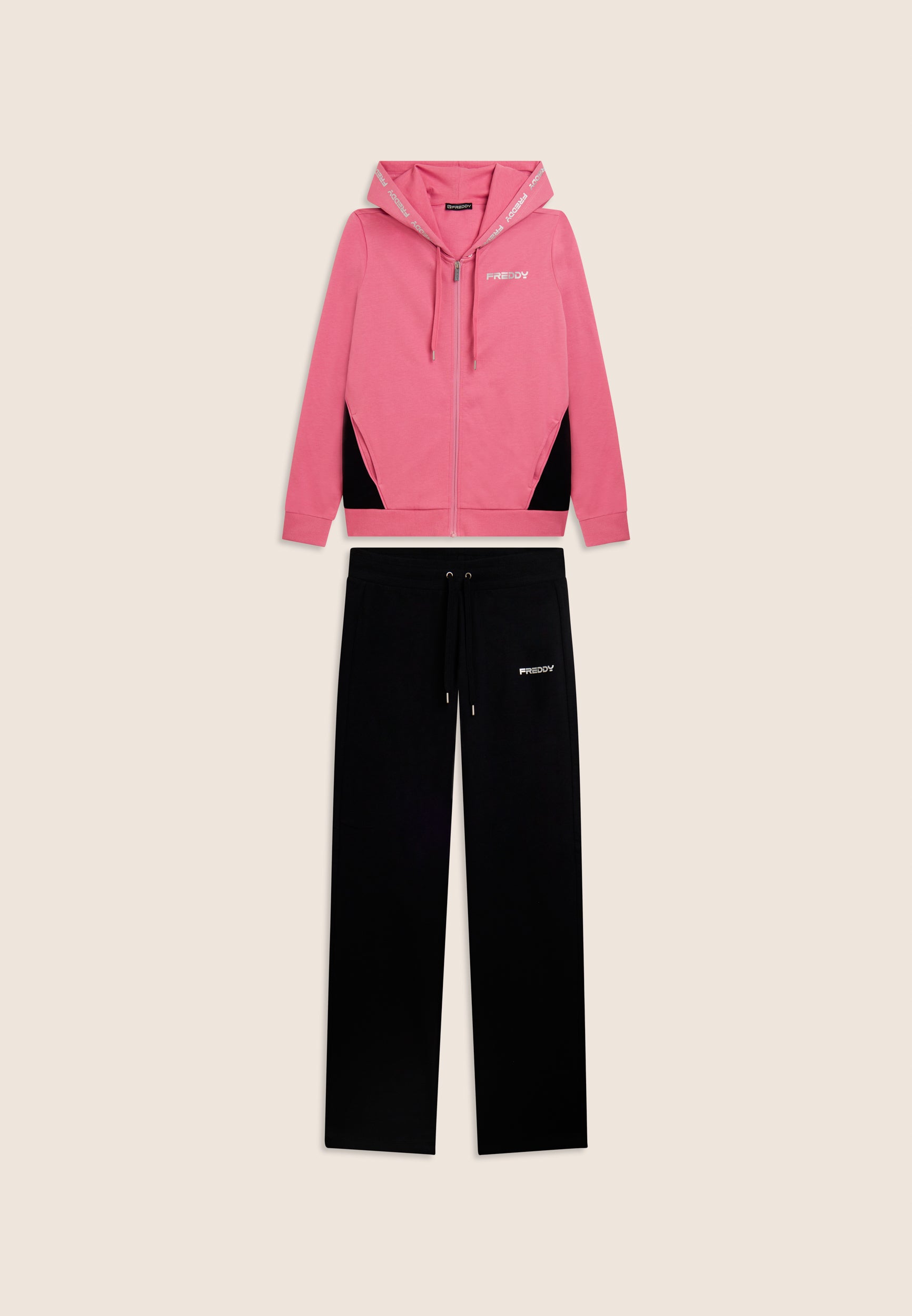 freddy-tuta-con-zip-e-cappuccio-in-interlock-di-cotone-con-inserti-a-contrasto image 6