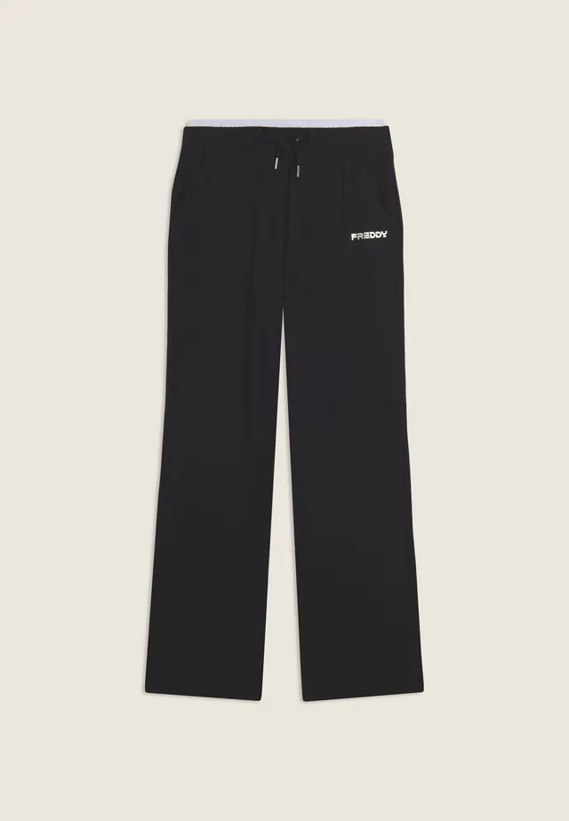 freddy-pantaloni-vita-alta-fondo-a-zampa-jersey-cotone-con-coulisse image 1