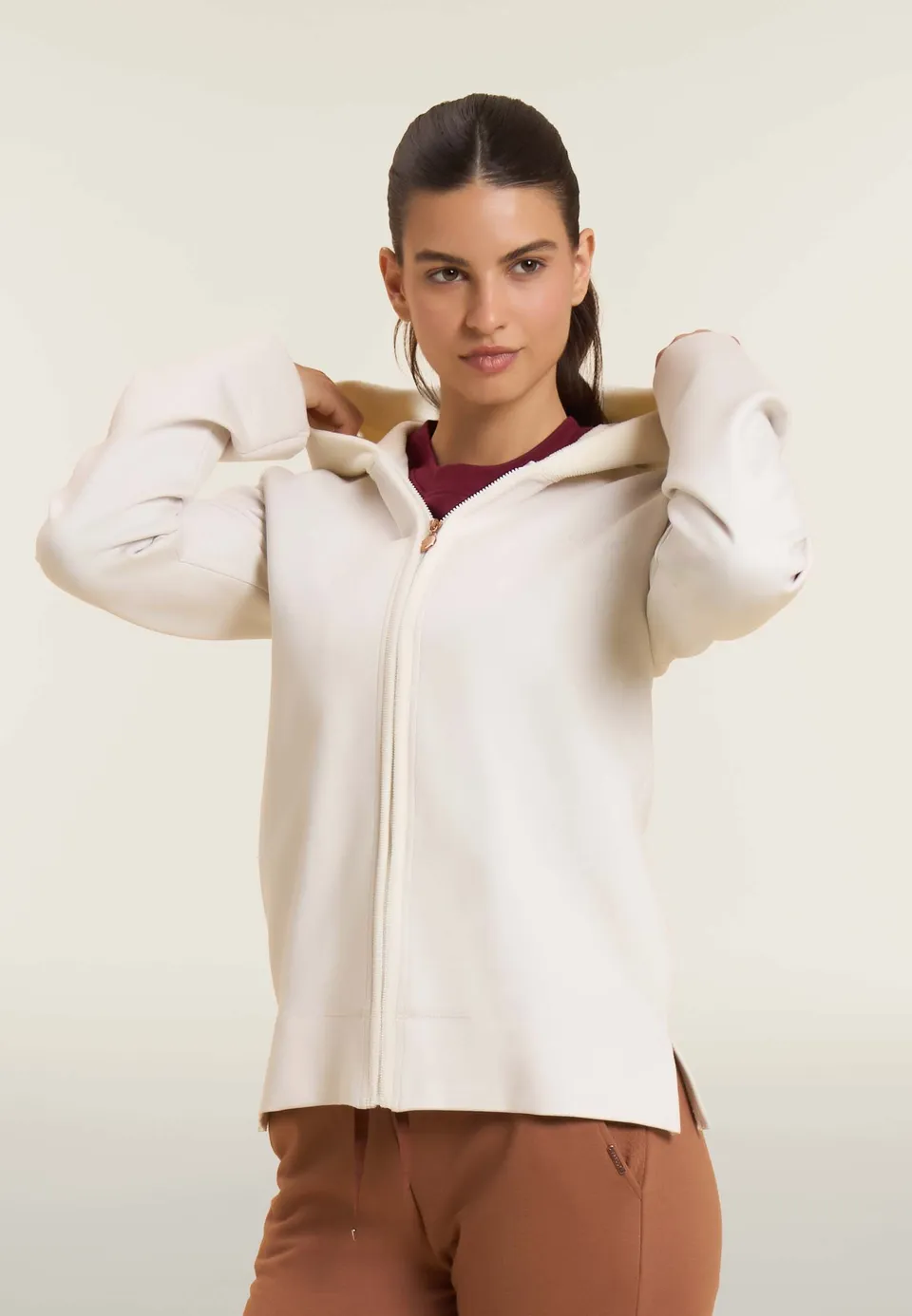 freddy-felpa-full-zip-donna-con-cappuccio-in-ciniglia-e-viscosa image 1