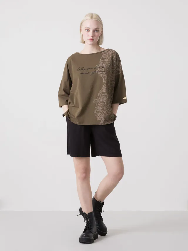 dimensione-danza-t-shirt-donna-in-jersey-stretch-con-stampa-safari-e-taglio-asim image 1