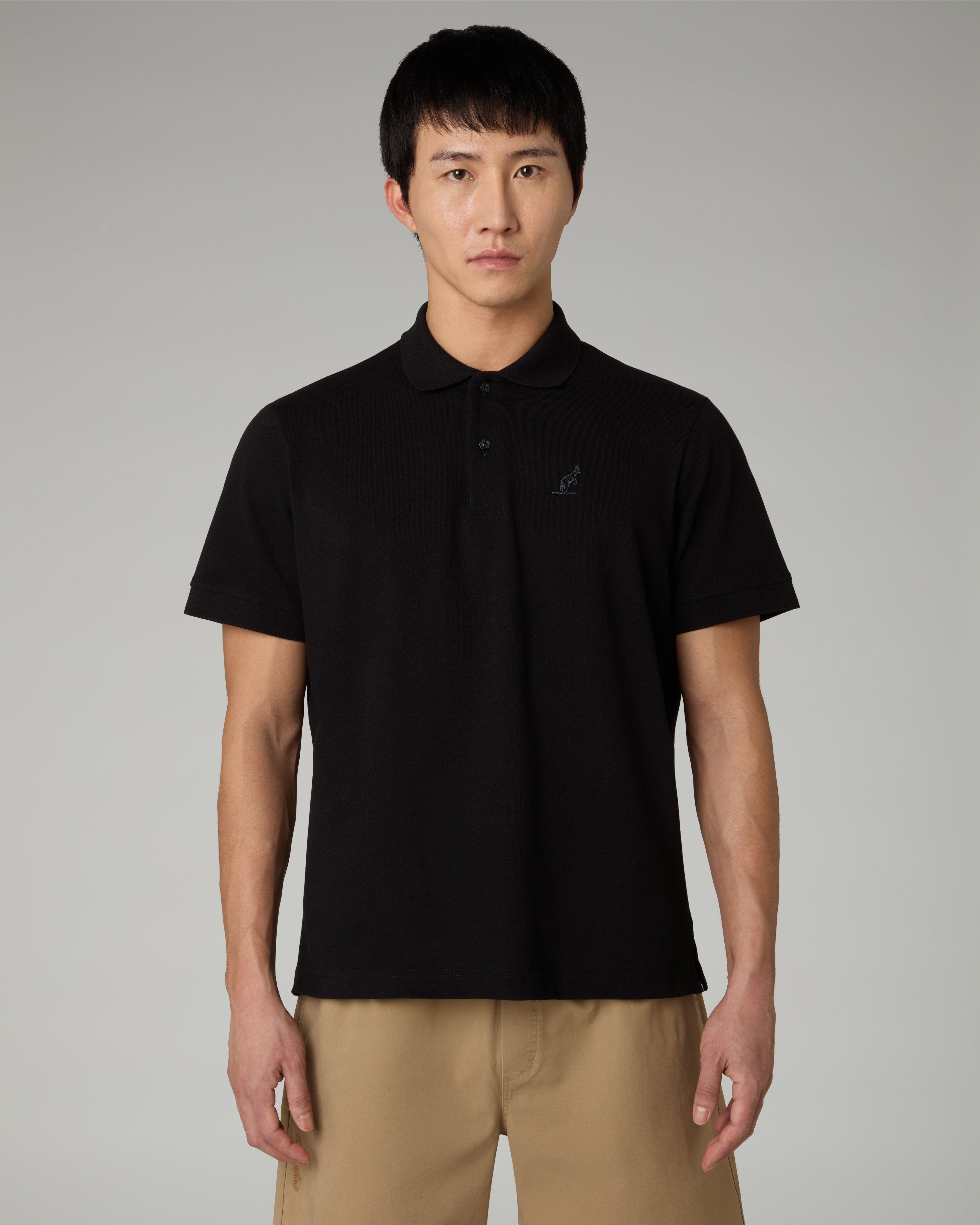 australian-easy-polo-in-piquet-elasticizzato-nero-made-in-italy image 1