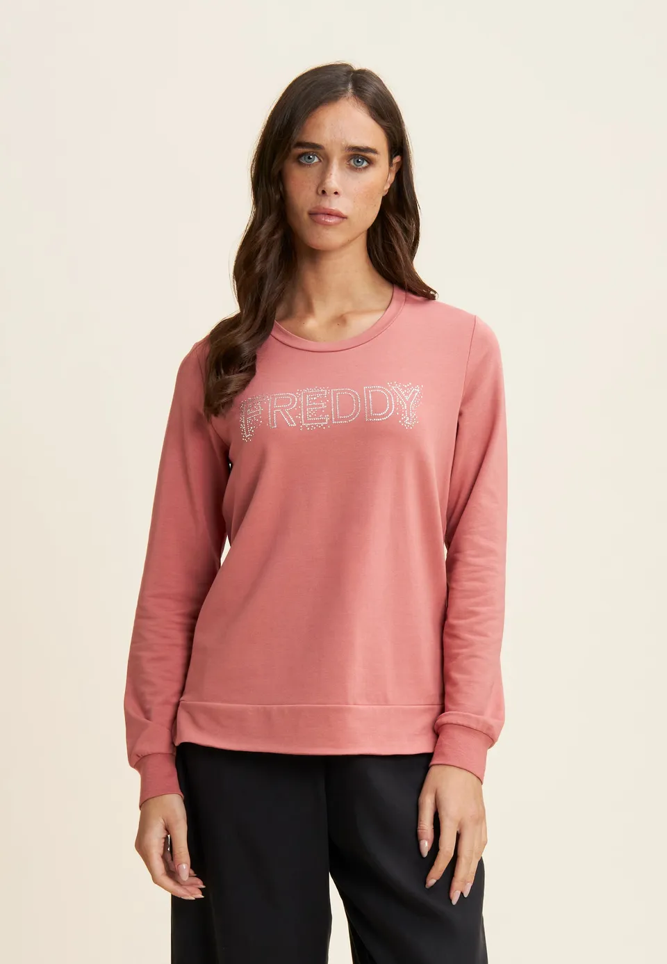 freddy-felpa-girocollo-donna-logo-freddy-in-strass image 1