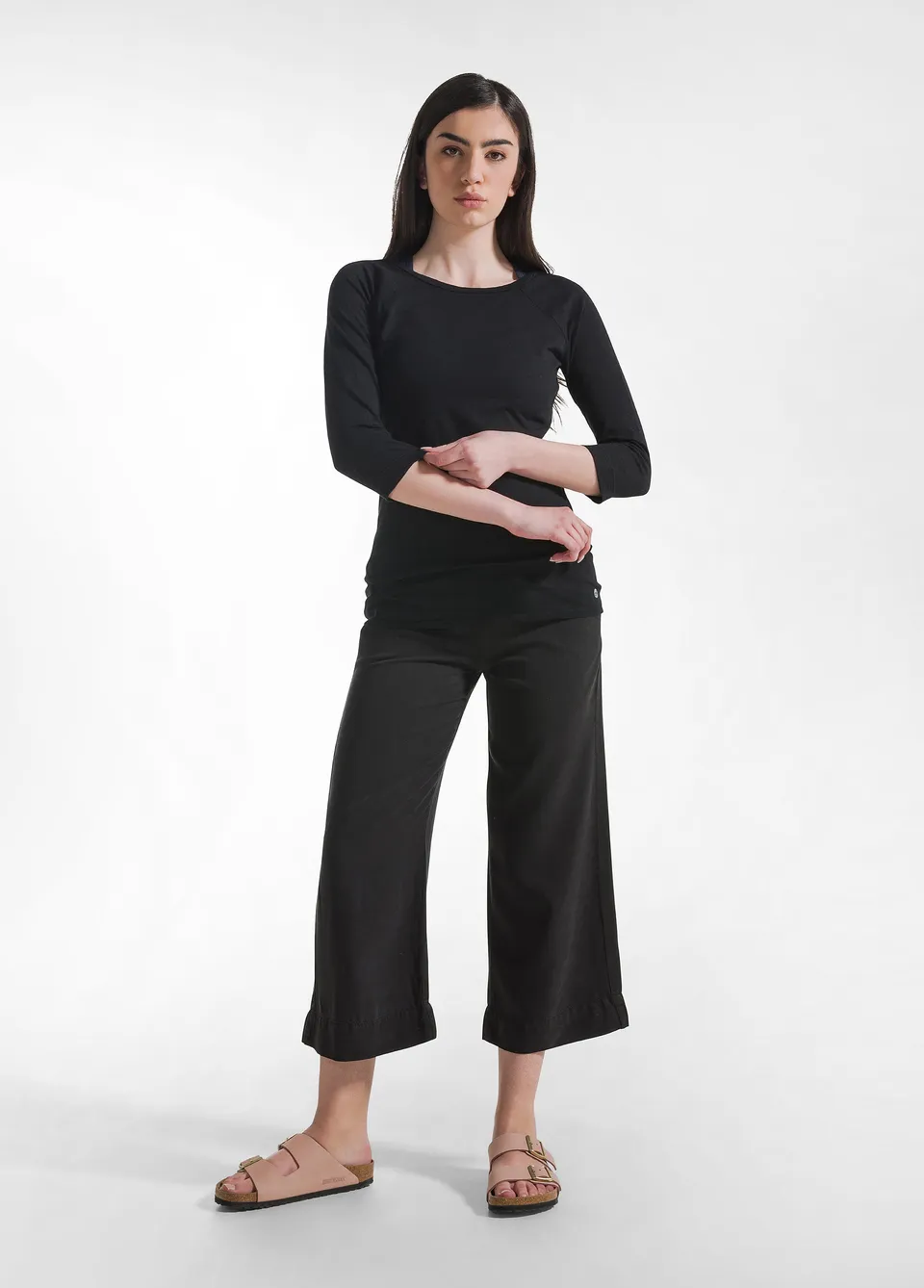 deha-pantaloni-crop-in-twill-lyocell-nero-d42567 image 1
