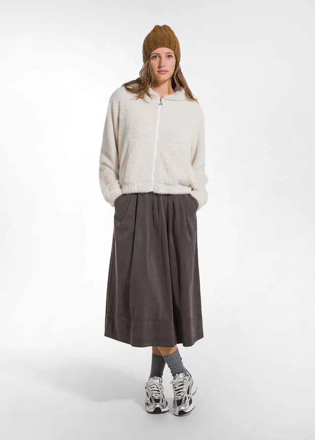 deha-gonna-a-pieghe-in-twill-lyocell-marrone image 1