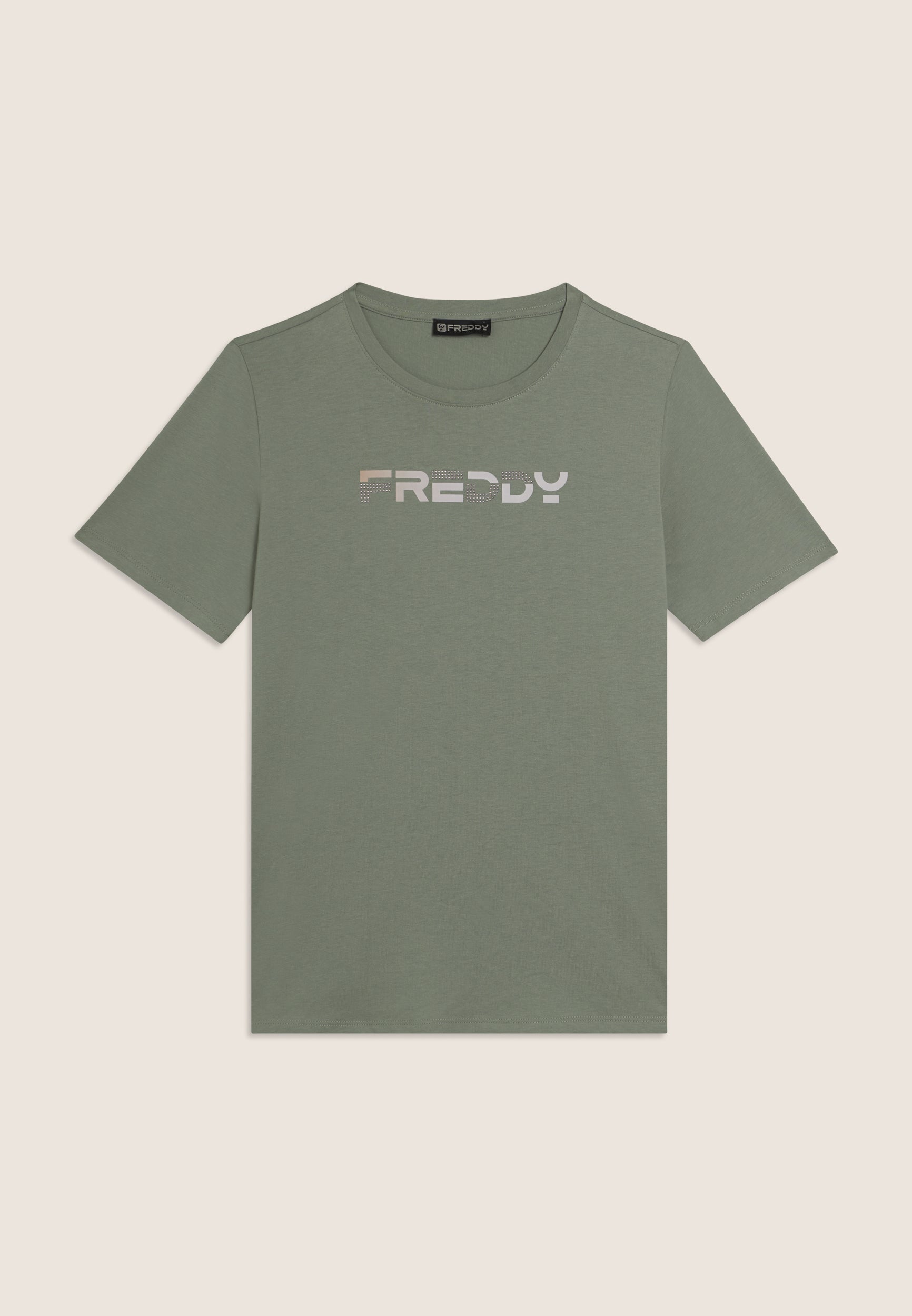 freddy-t-shirt-donna-manica-corta-con-logo-olografico-rosa image 5