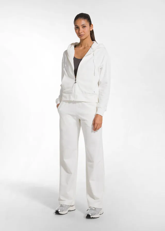 deha-d52026-pantalone-in-felpa-di-cotone-stretch-bianco-con-coulisse image 1