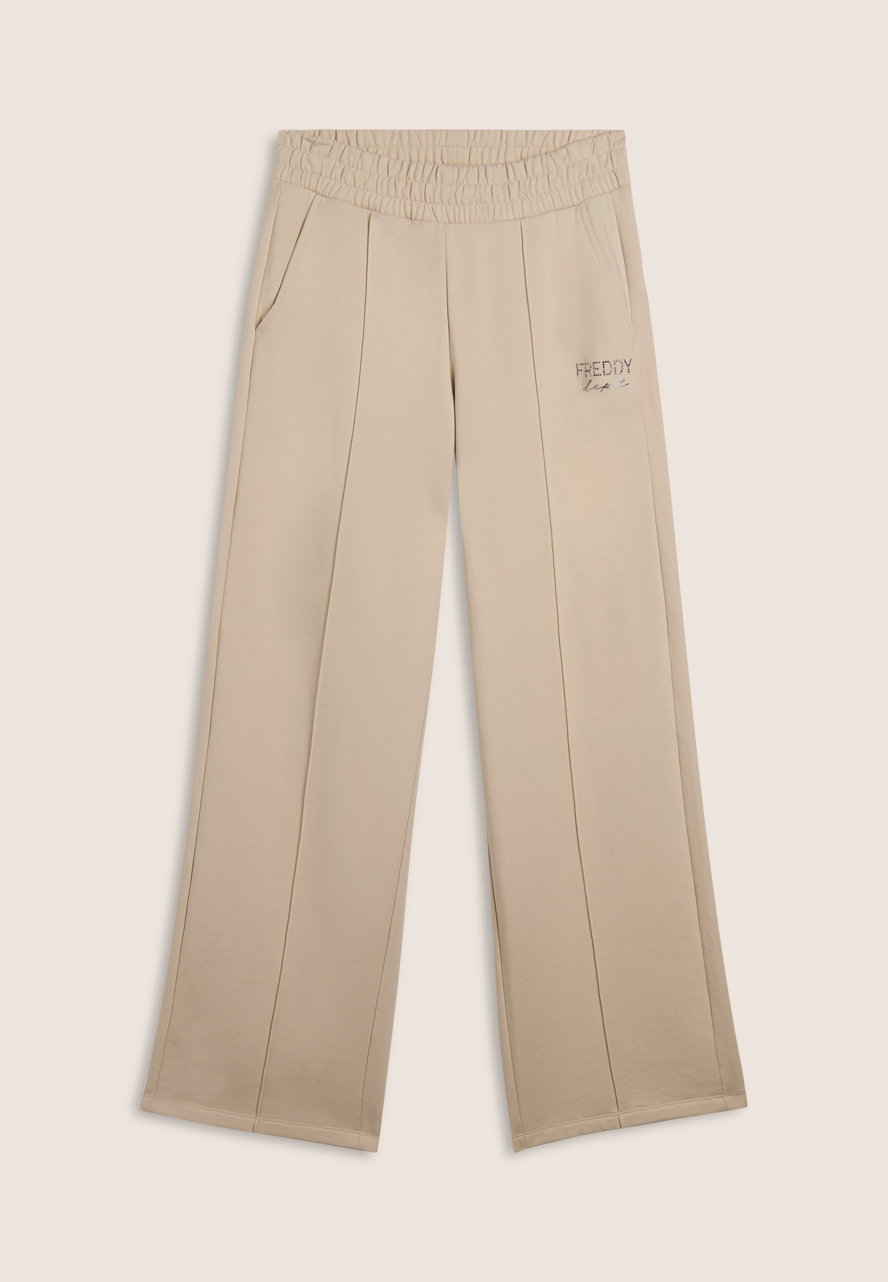 freddy-pantaloni-wide-leg-donna-con-cucitura-centrale-e-logo-in-borchie image 6
