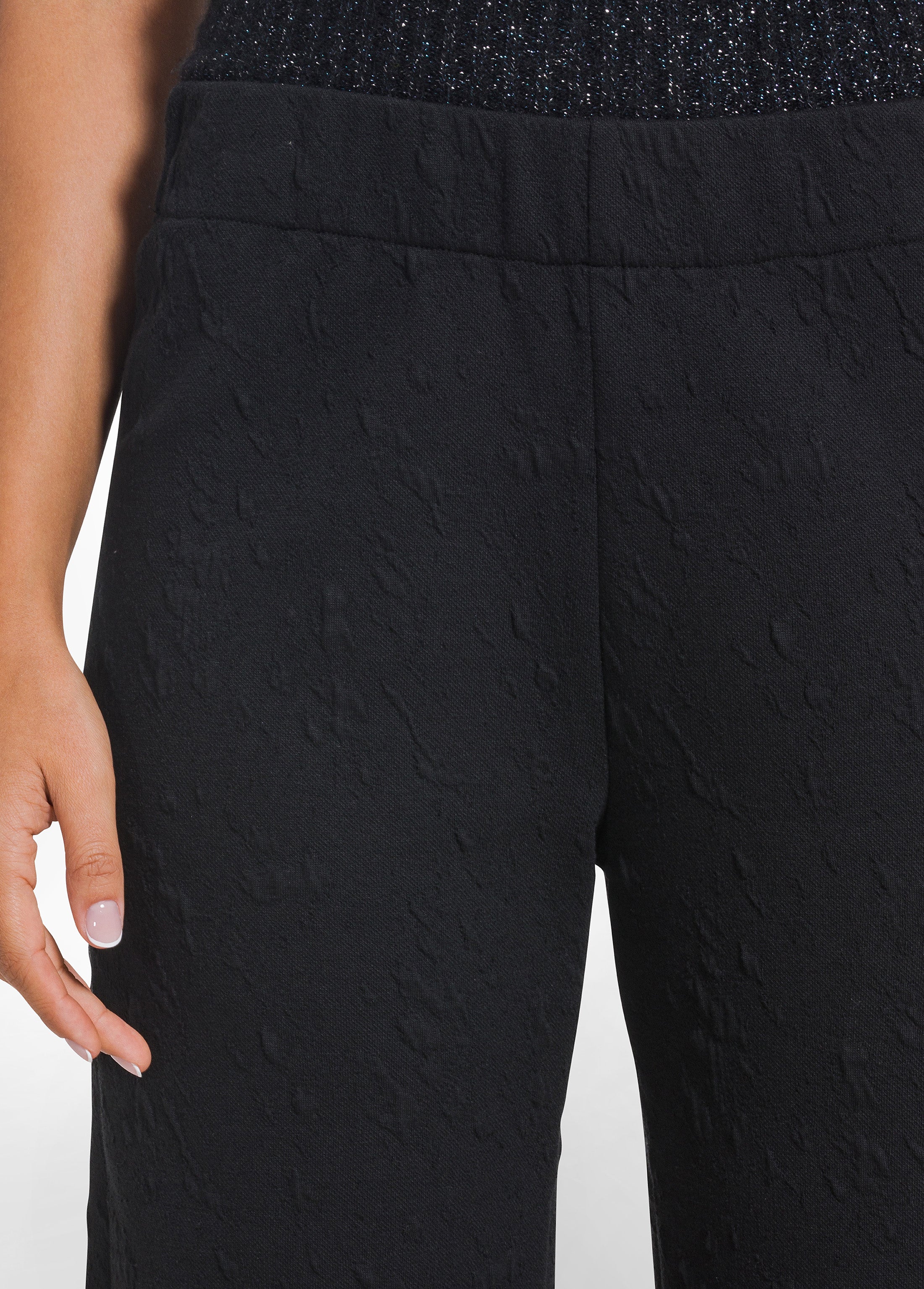 deha-d52527-pantaloni-gamba-dritta-effetto-matelass-nero-animalier image 4