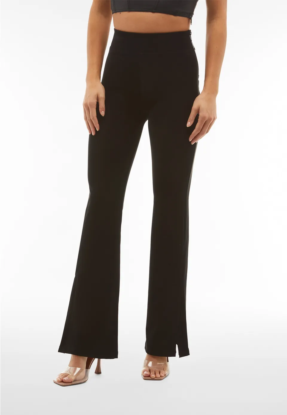 freddy-pantaloni-wr-up-flare-vita-alta-in-similpelle-wet-effect image 1