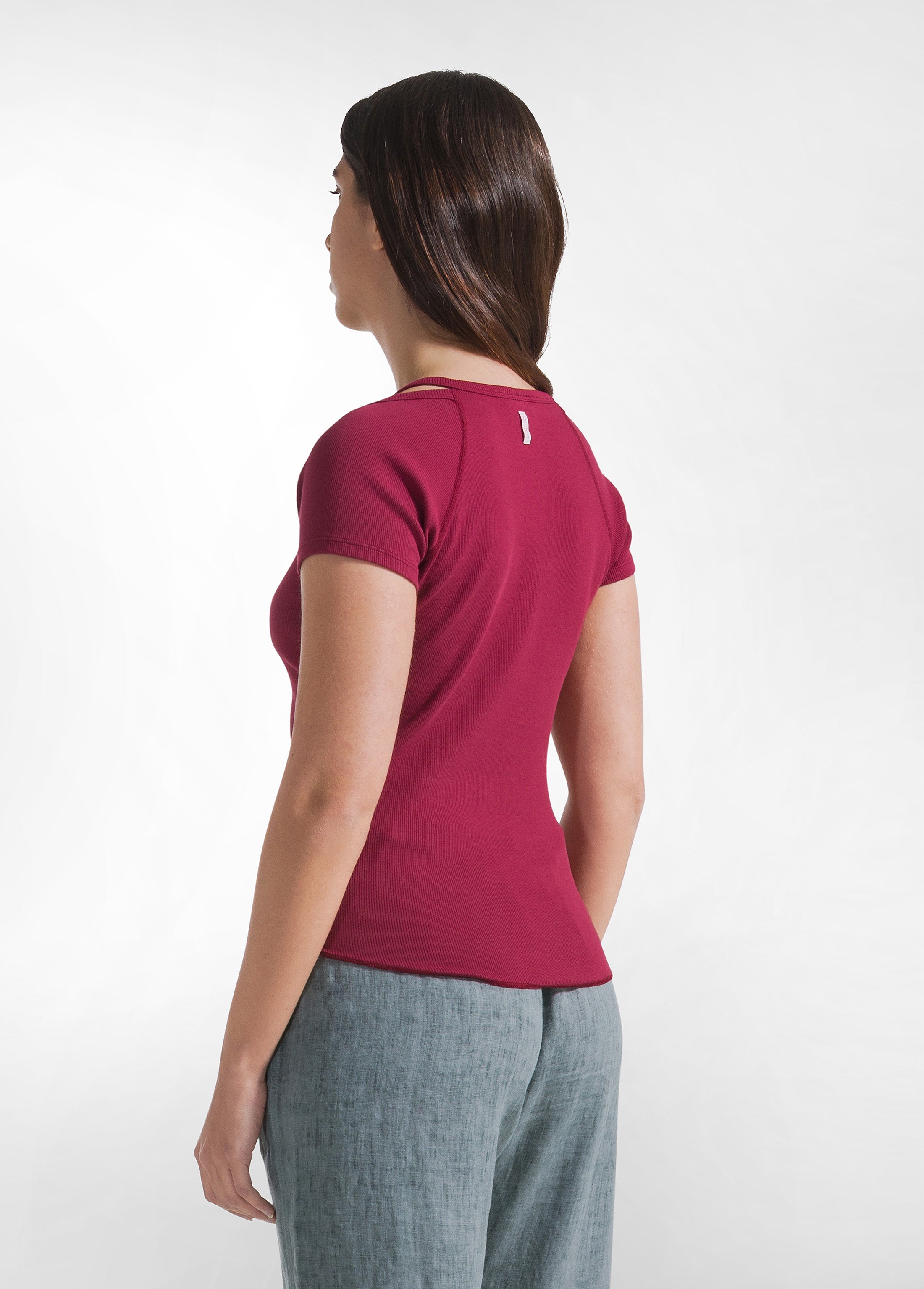 deha-t-shirt-aderente-in-costina-rosso image 2