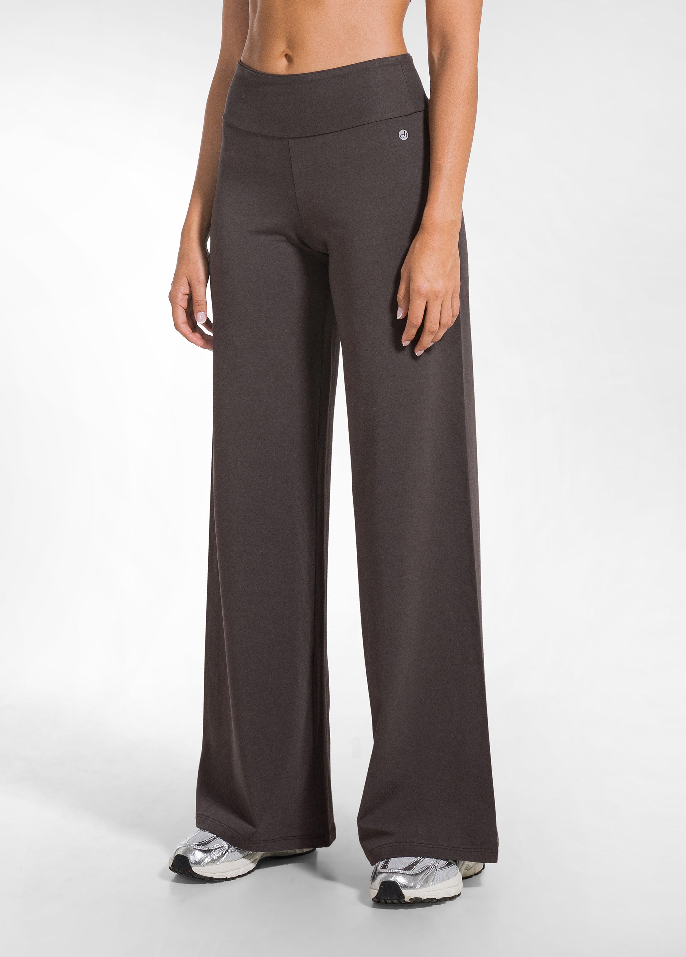 deha-pantaloni-jersey-stretch-fondo-elasticizzato-d42009-marrone-donna image 2