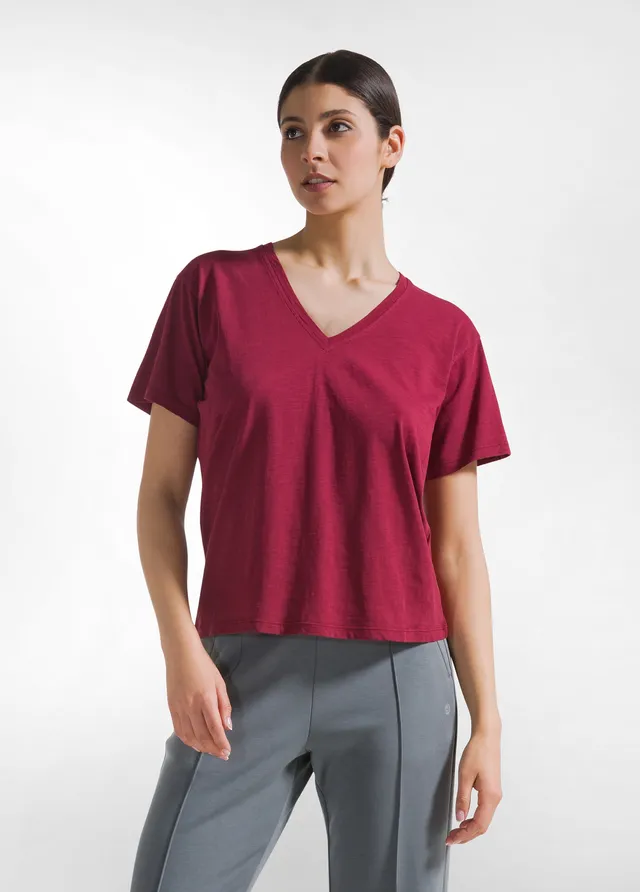 deha-t-shirt-flamm-scollo-ampio-rossa-in-cotone image 1