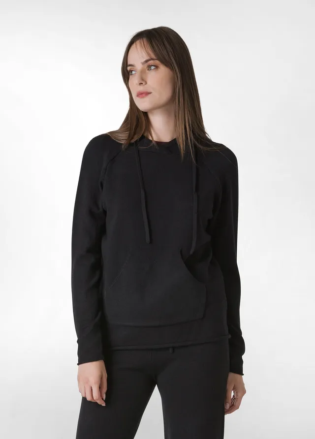deha-pullover-con-cappuccio-nero-in-misto-viscosa image 1