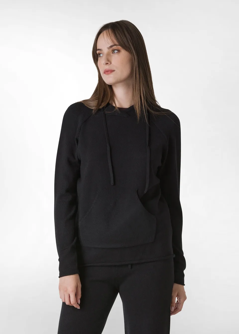 deha-pullover-con-cappuccio-nero-in-misto-viscosa image 1