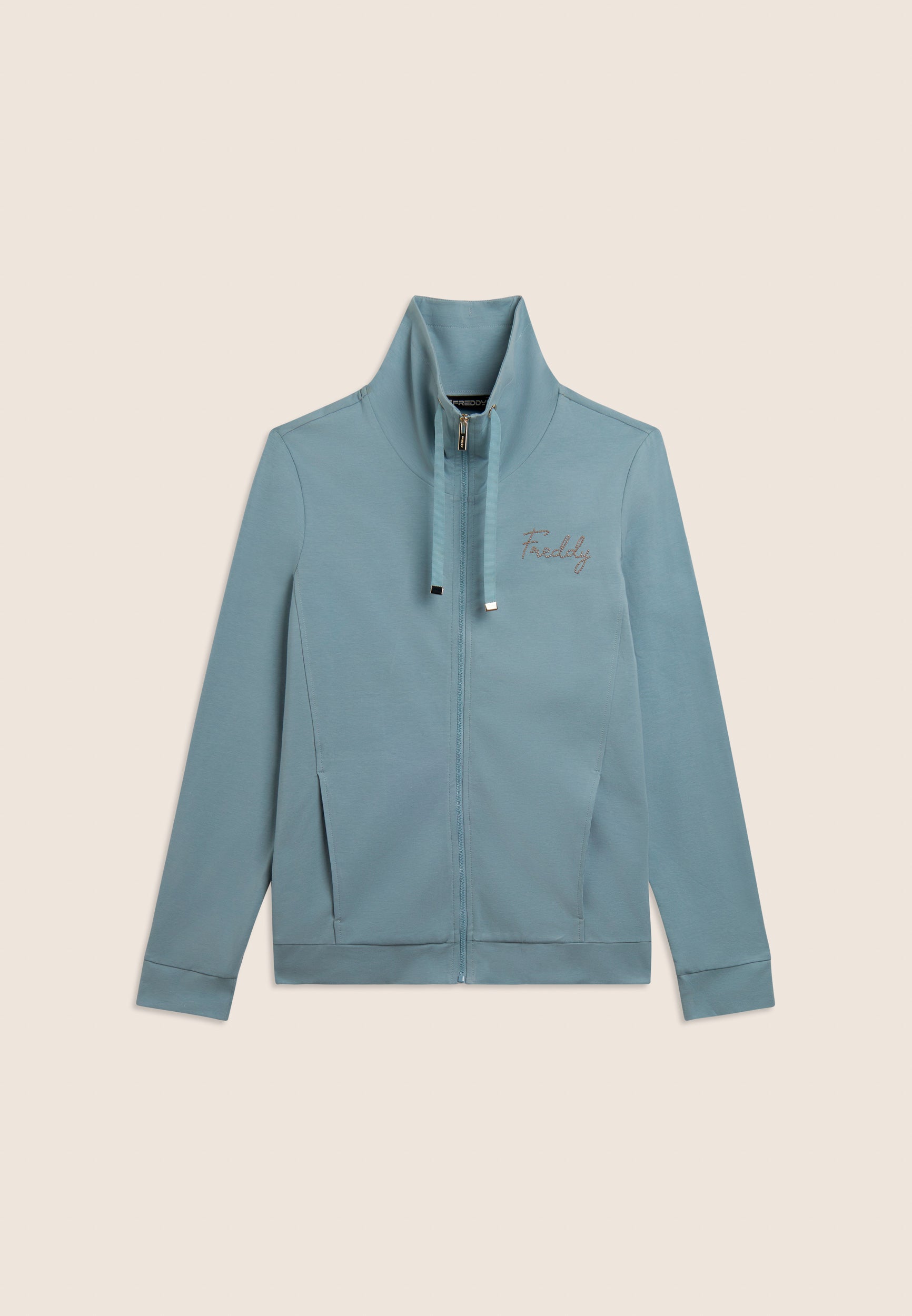 freddy-felpa-zip-donna-con-collo-alto-e-logo-con-borchie image 6