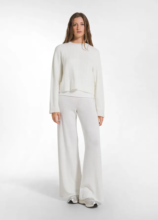 deha-pantaloni-in-lana-leggera-bianchi-gamba-ampia-d52716 image 1