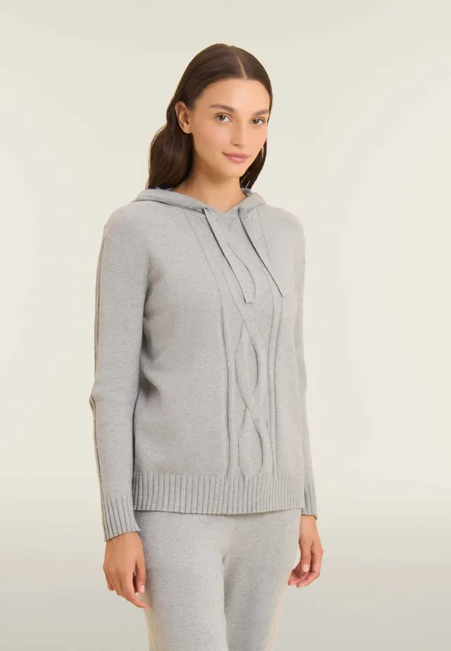 freddy-maglia-donna-tricot-con-cappuccio-e-treccia-frontale image 1