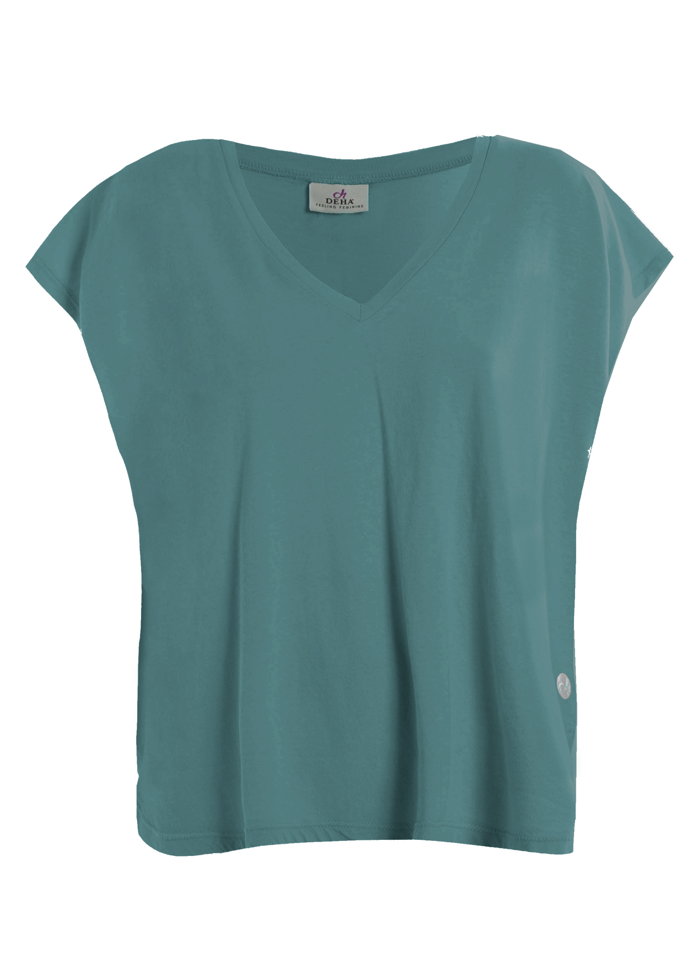 deha-t-shirt-ampia-in-cotone-organico-blu-con-scollo-a-v image 5
