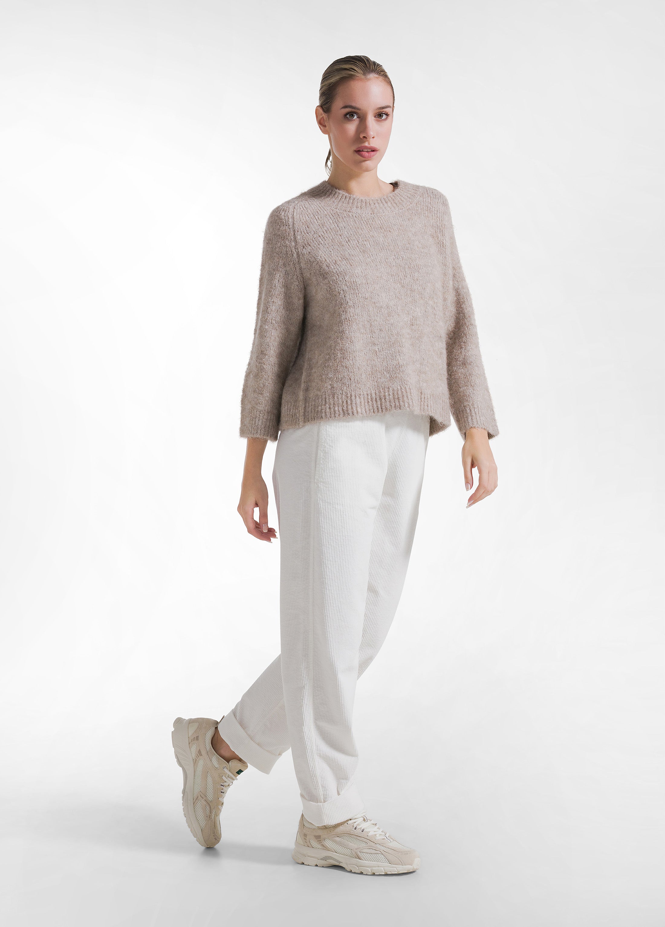 deha-pantaloni-in-velluto-stretch-bianco-donna-comfort-99-cotone image 1