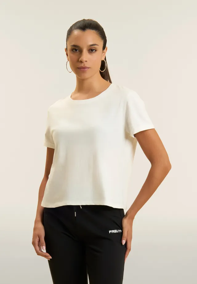 freddy-t-shirt-cropped-in-jersey-fiammato-con-risvolto-maniche image 1