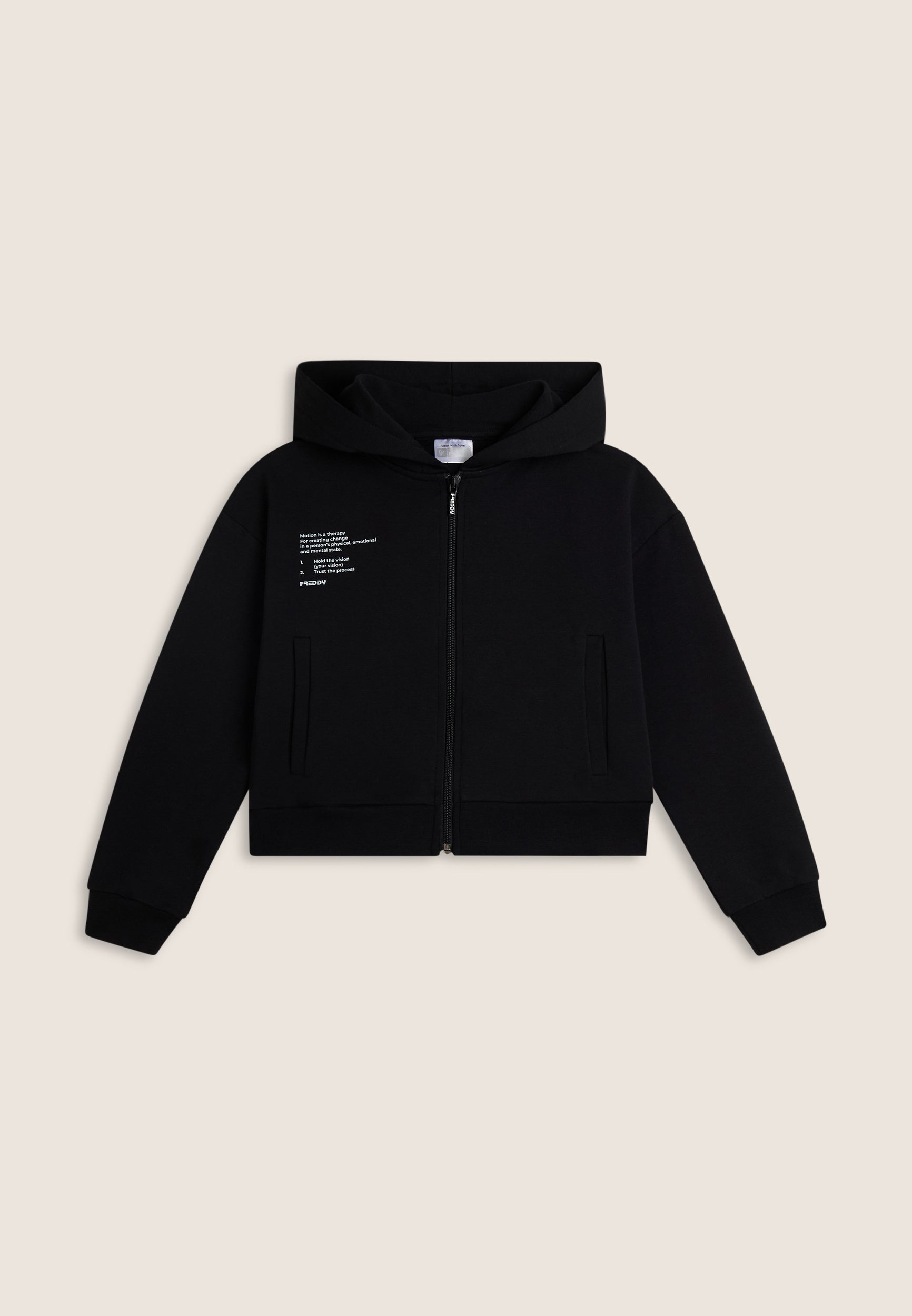 freddy-felpa-con-cappuccio-e-zip-stampa-laterale-comfort-fit image 1