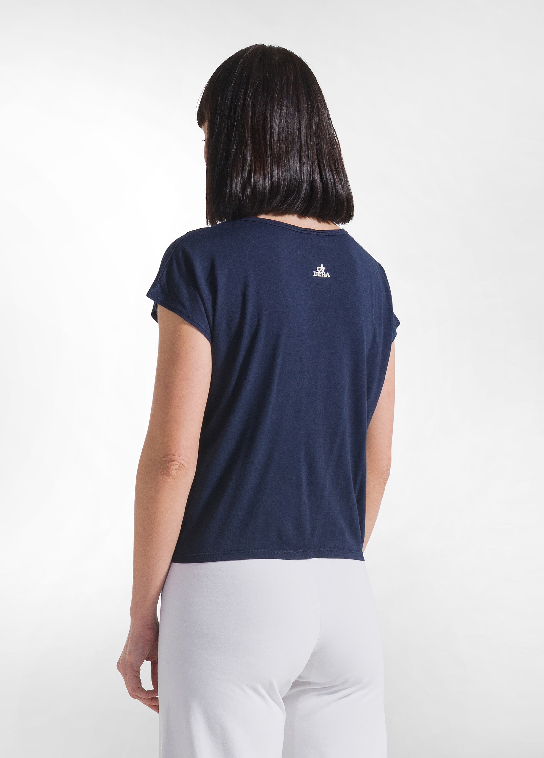 deha-d42041-t-shirt-yoga-con-nodo-frontale-blu image 2