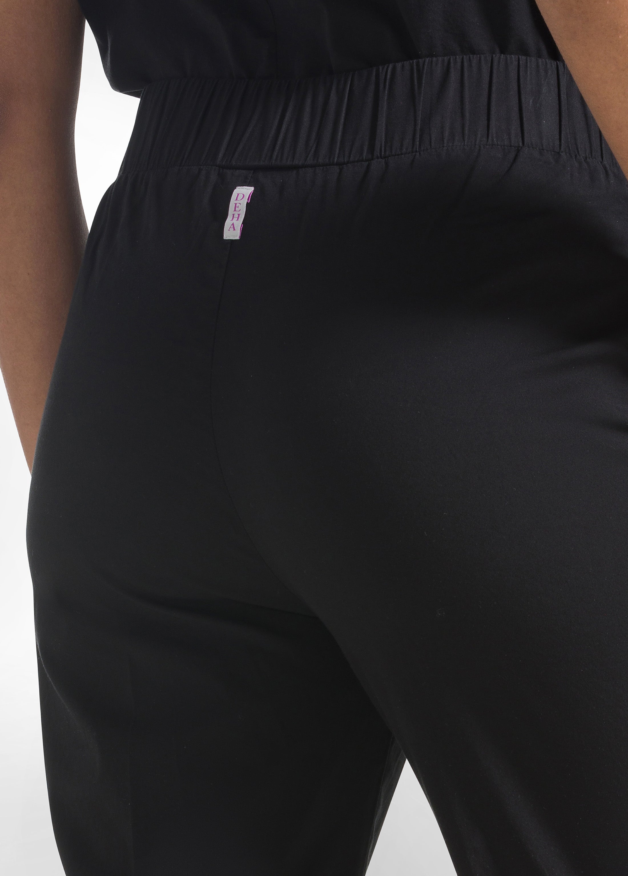 deha-pantaloni-dritti-in-popline-elasticizzato-nero-d42557 image 4
