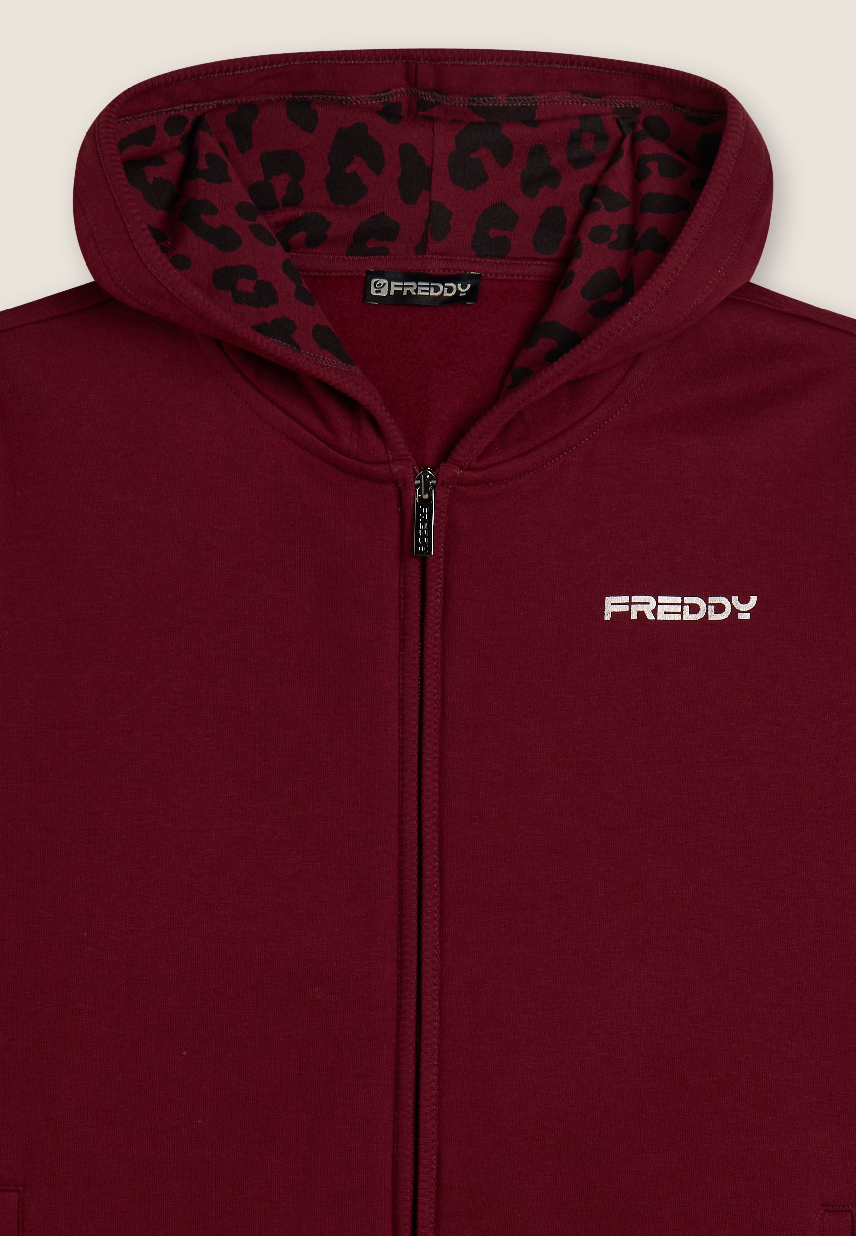 freddy-tuta-donna-felpa-con-cappuccio-animalier-e-spacchi-laterali image 8