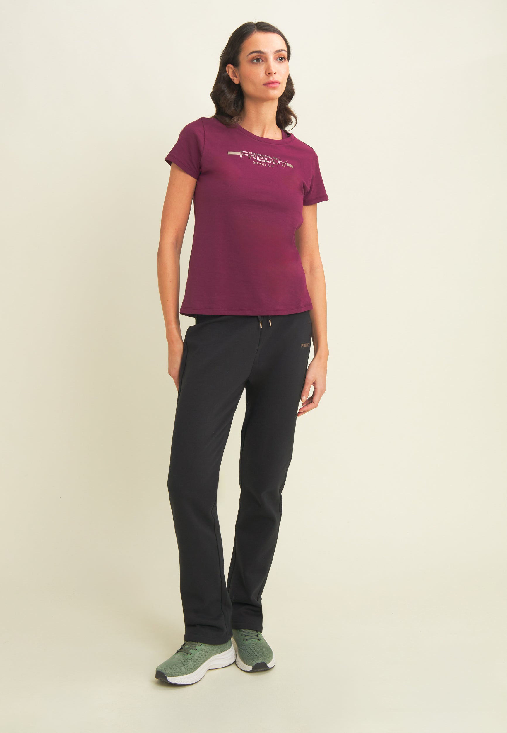 freddy-t-shirt-donna-con-strass-e-banda-logata-sulle-spalle image 2