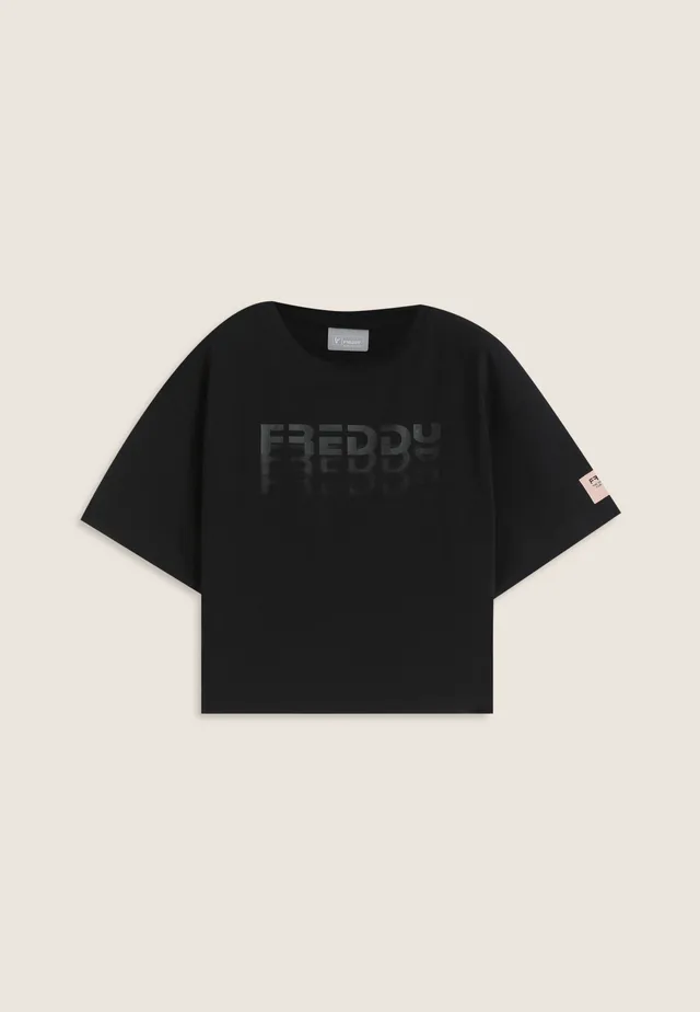 freddy-t-shirt-bambina-cropped-con-logo-freddy-degrad-in-cotone image 1