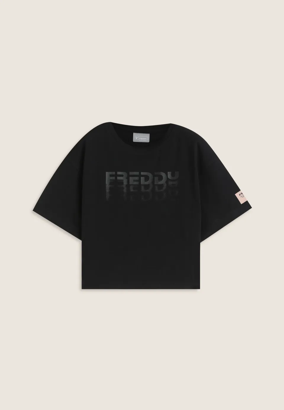 freddy-t-shirt-bambina-cropped-con-logo-freddy-degrad-in-cotone image 1