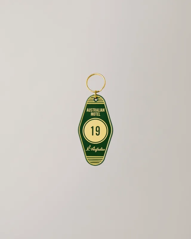 australian-motel-keychain-portachiavi-verde-bottiglia-e-oro image 1