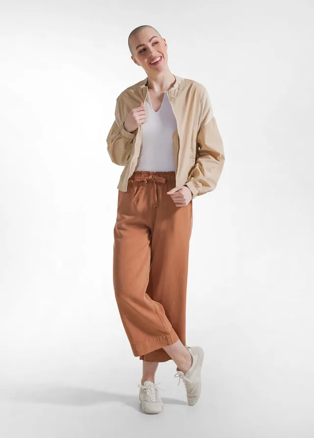 deha-pantalone-cropped-twill-tencel-marrone image 1