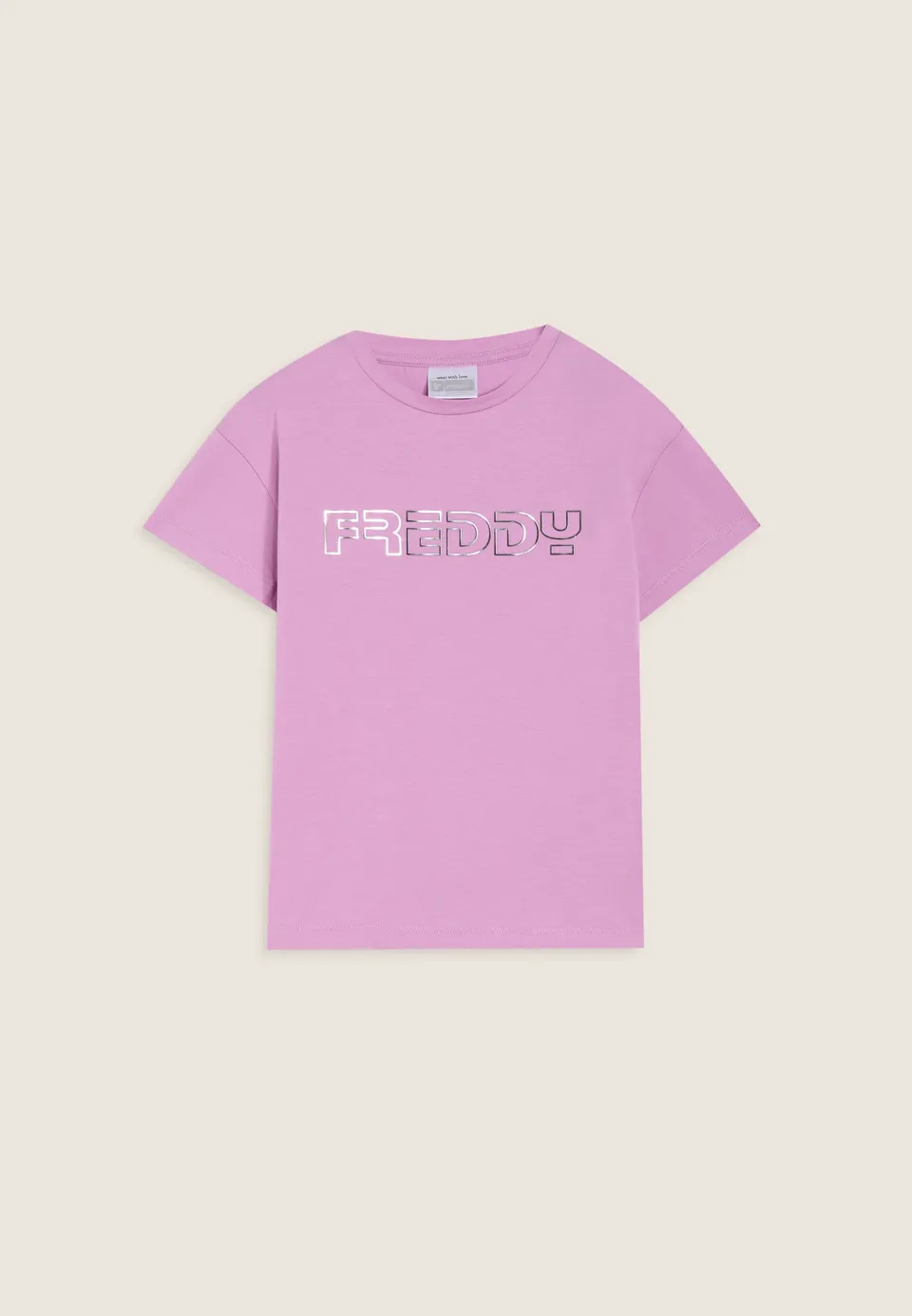 freddy-t-shirt-bambina-regular-fit-in-cotone-con-logo-argento image 1