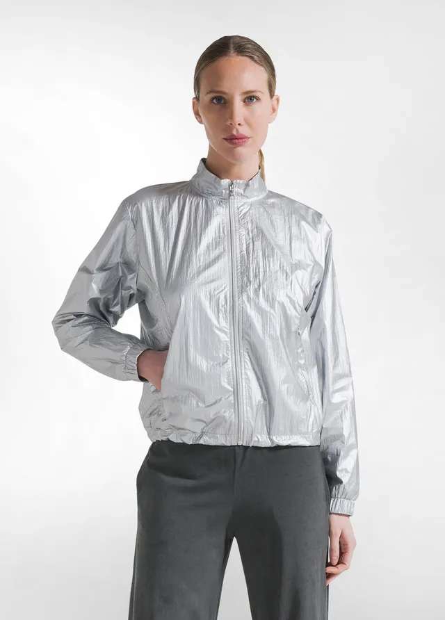 deha-bomber-collo-alto-d42431-grigio-giacca-nylon-metallico image 1