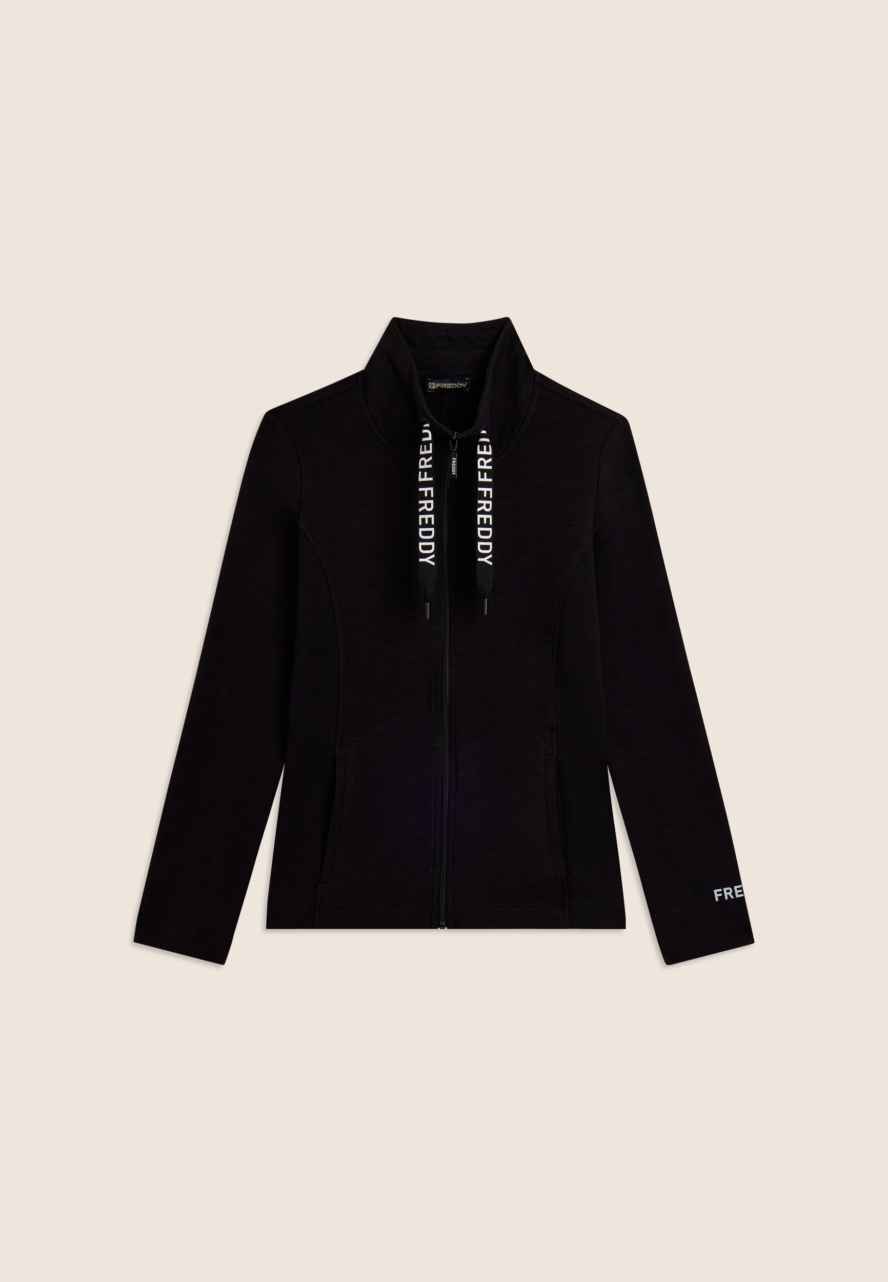 freddy-felpa-tessuto-fiammato-collo-alto-zip-coulisse-slim image 5