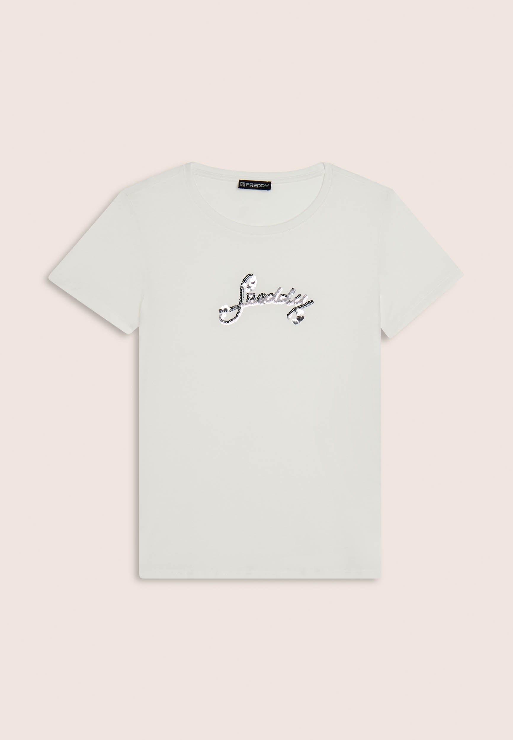 freddy-t-shirt-cotone-supima-logo-paillettes-bicolore image 8