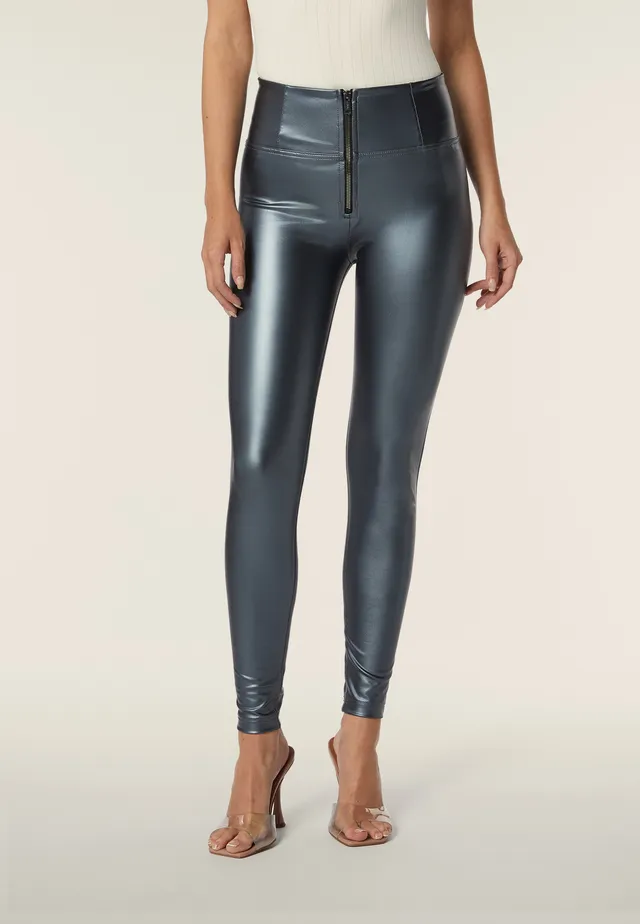 freddy-pantaloni-wr-up-7-8-donna-vita-alta-similpelle-metallizzata-superskinny image 1
