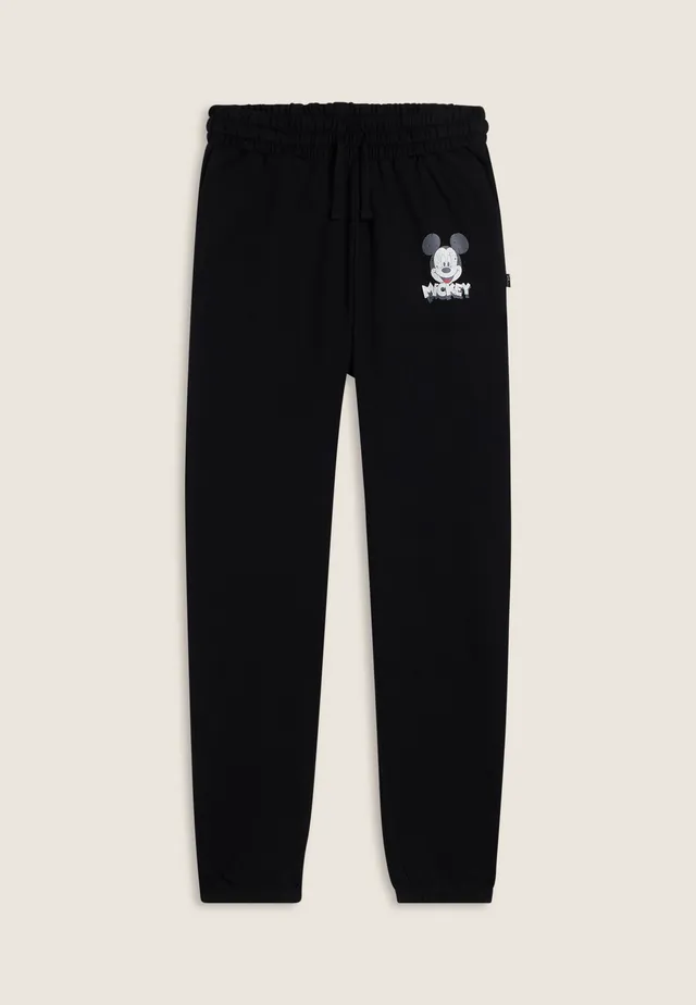 freddy-pantaloni-jogger-neri-regular-fit-con-stampa-mickey-mouse image 1