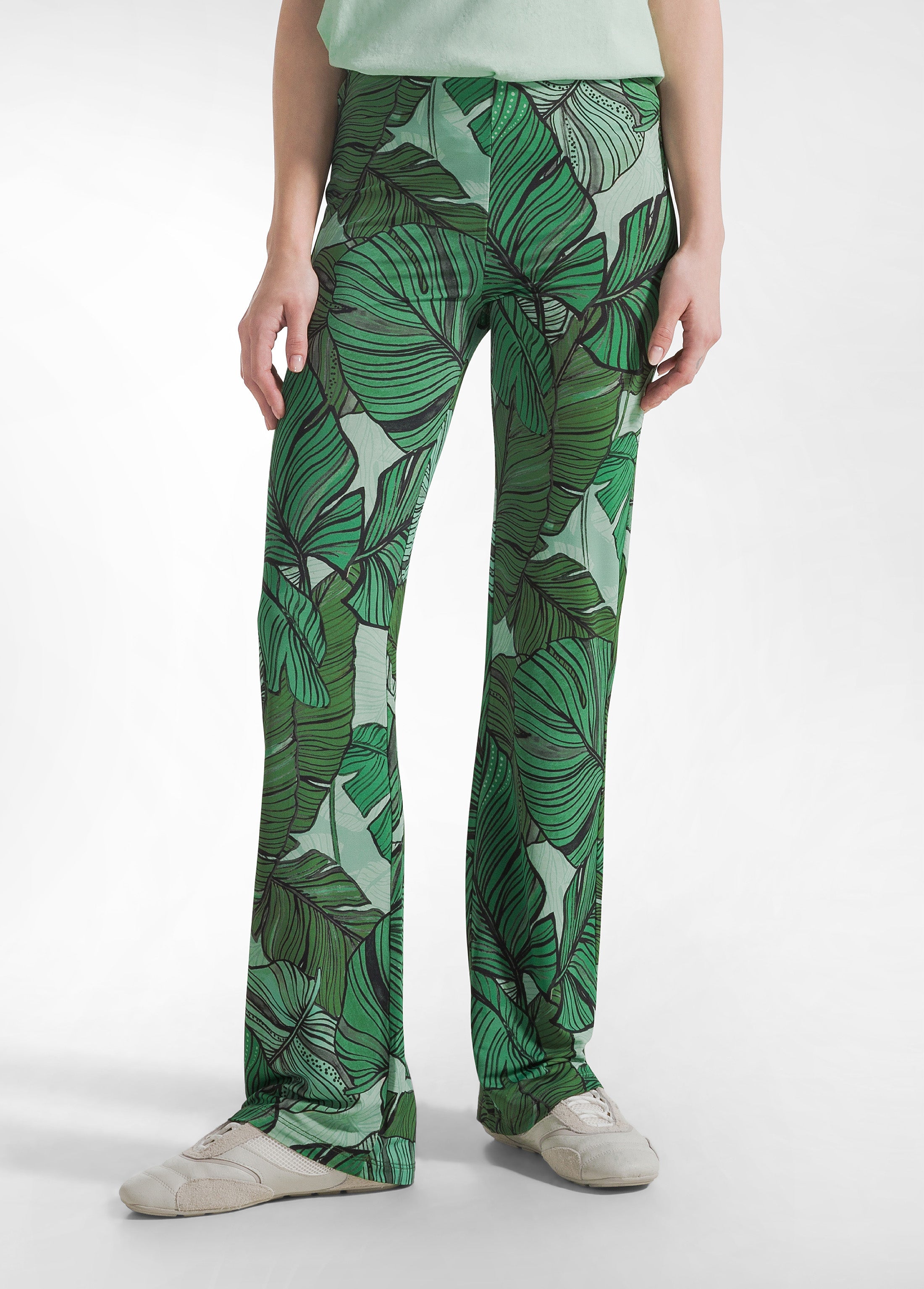 deha-pantalone-fluido-in-viscosa-stampata-verde-pantaloni-leisurewear-donna image 2